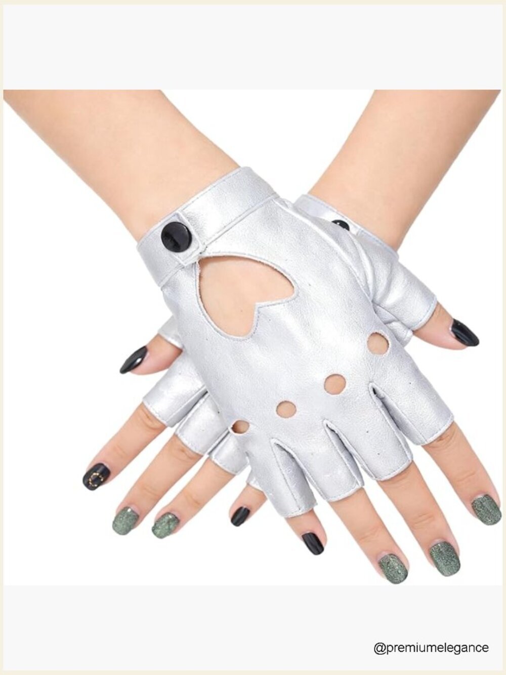 Fingerless Leather Gloves, Punk Biker Motorcycle Driving Gloves